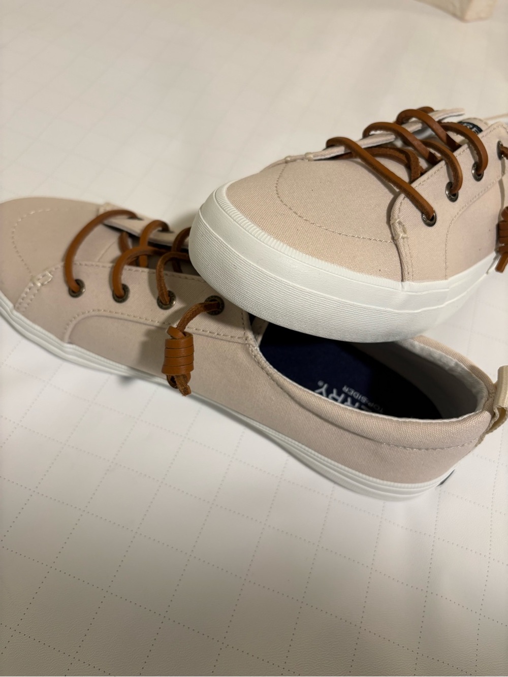 Sperry Light Beige Canvas Low-Top Sneakers (NEW)